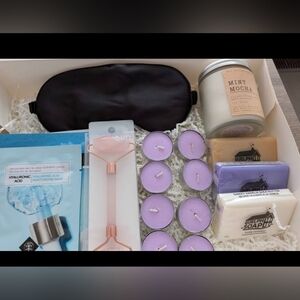 Spa Gift Set Self Care Bundle – Quo Rose Quartz Roller, Candle, Face Masks,